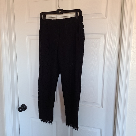 Lace ankle length J.Crew elastic waist trousers - black size 4 - Picture 1 of 9